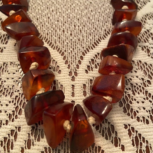 Polish Brown Amber Beaded Necklace - Picture 2 of 3